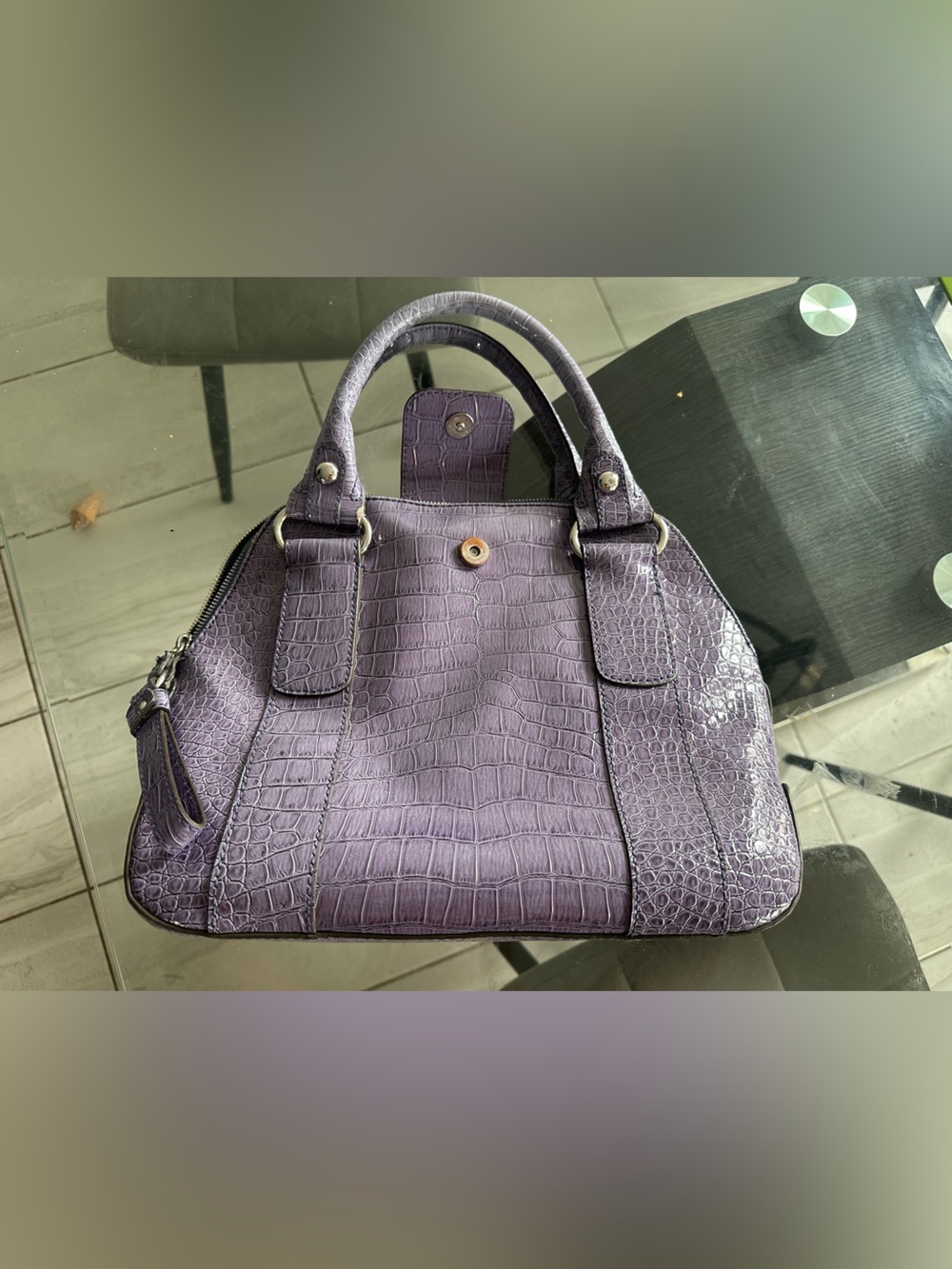 Guess Purple Croc-Embossed Purse - Picture 2 of 4